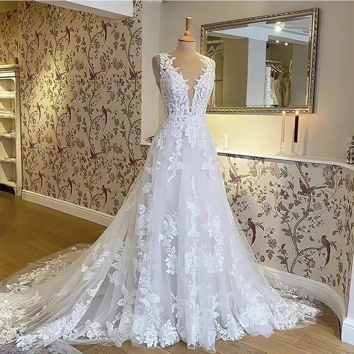 Elegant V-neck Bridal Gown