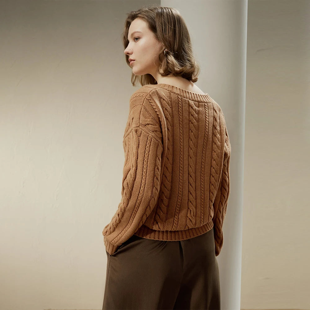 Versatile Cable-Knit Wool-Cashmere Sweater