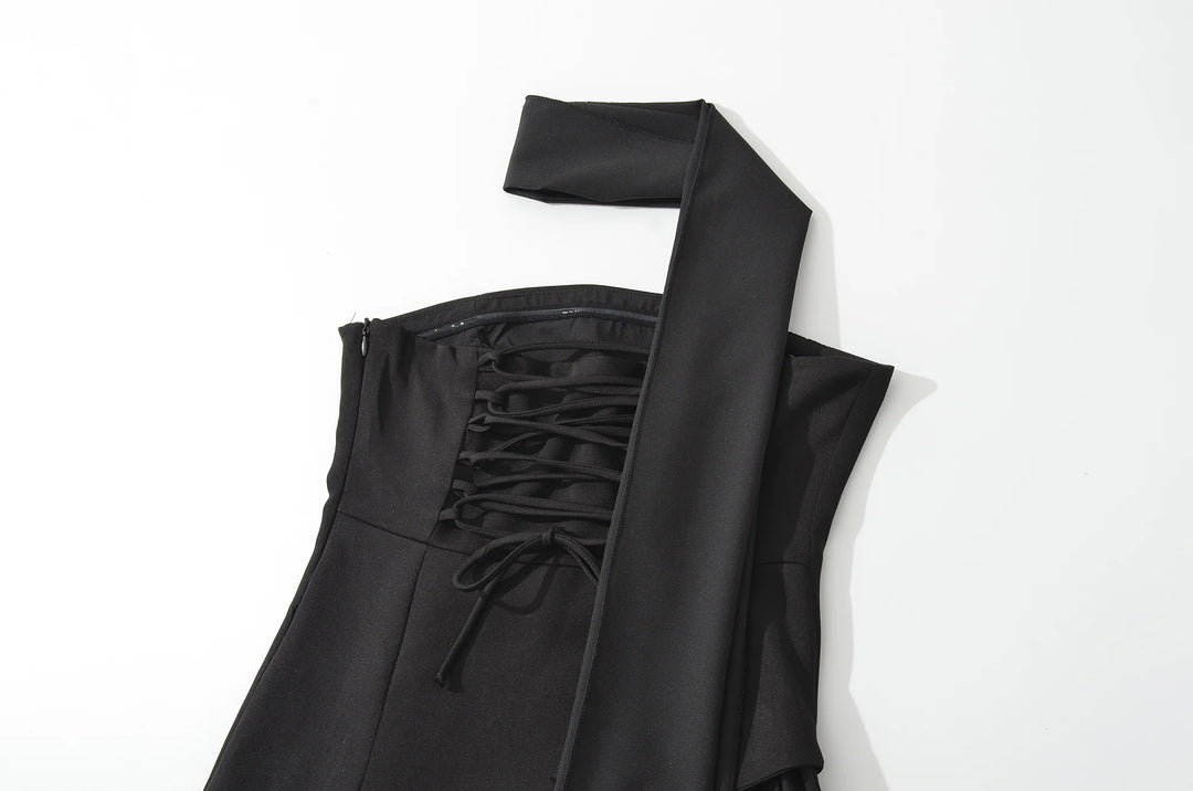Smart Pleated High Slit Long Dress