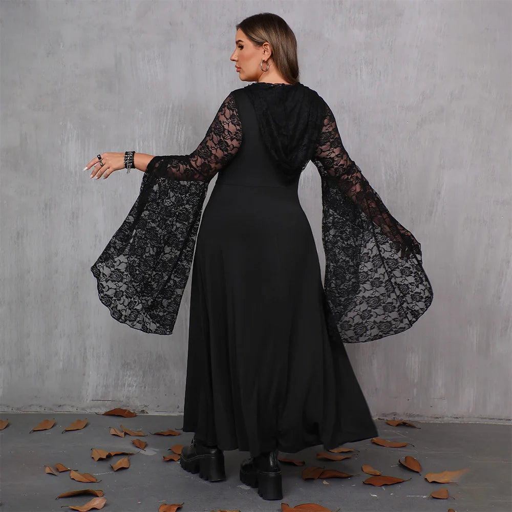 Elegant Spliced Hooded Formal Dress