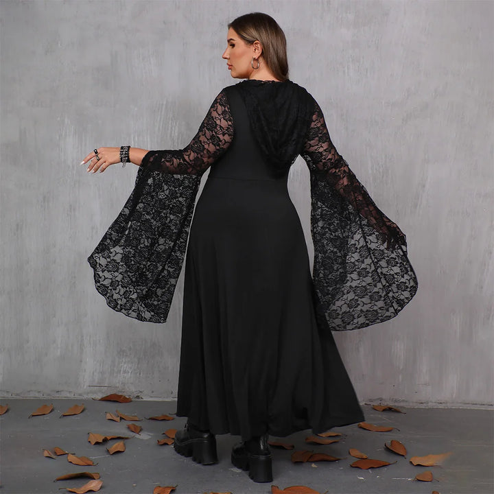 Elegant Spliced Hooded Formal Dress