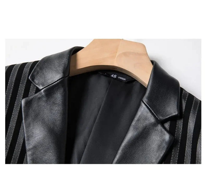 Real Leather Striped Blazer