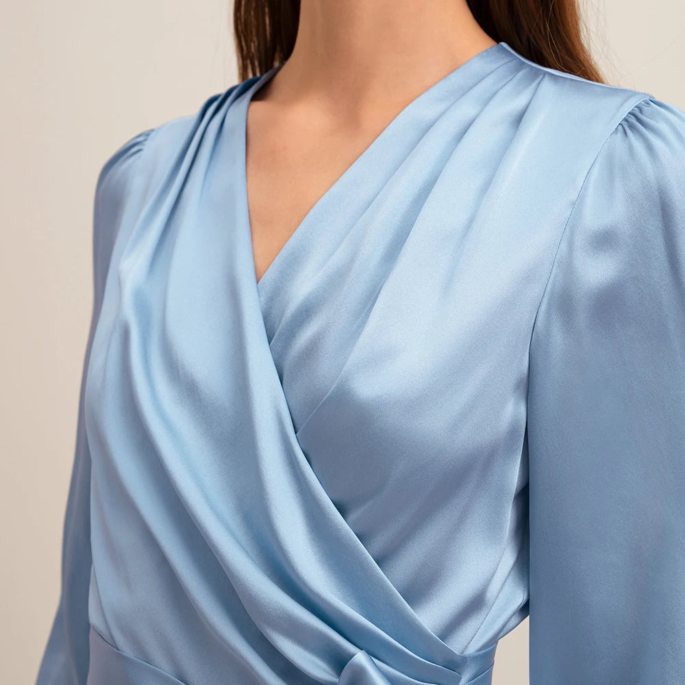 Elegant Silk Wrap Mini Party Dress