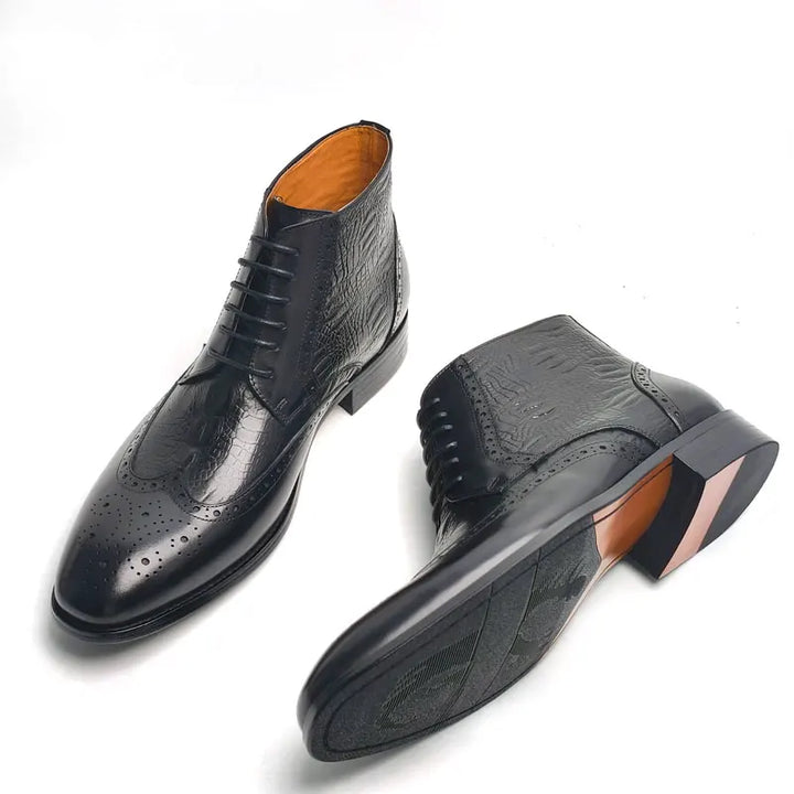 Comfortable Lace Up Black Leather Boots