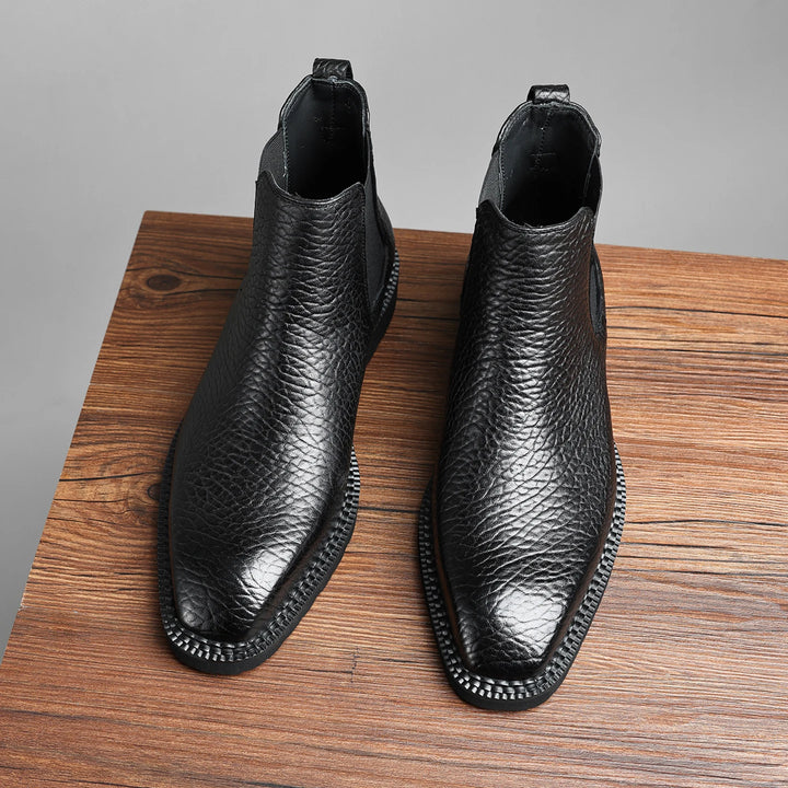 High-Quality Pressed Lychee Pattern Chelsea Boots
