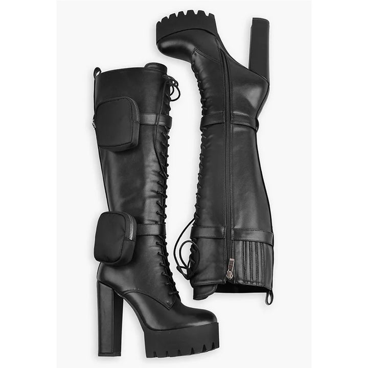 Trendy Lace-Up Knee High Boots