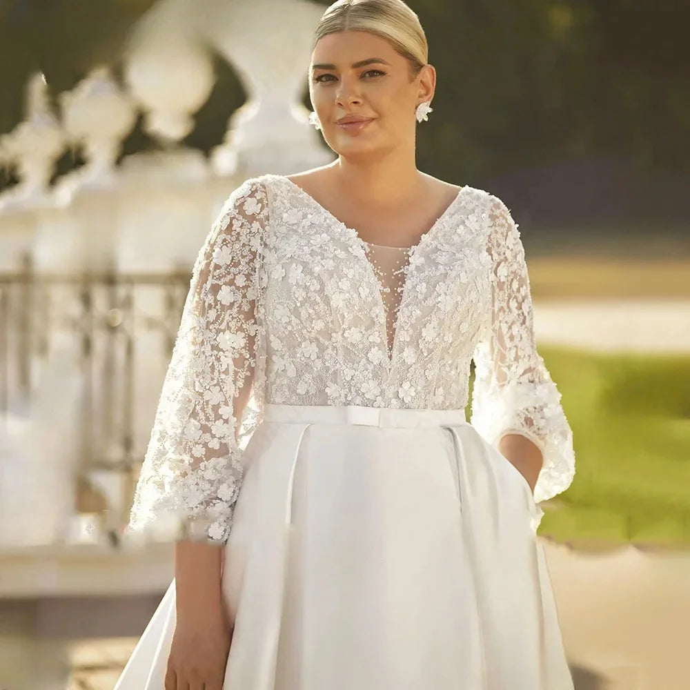 Exquisite Plus Size Women Wedding Puff Gown