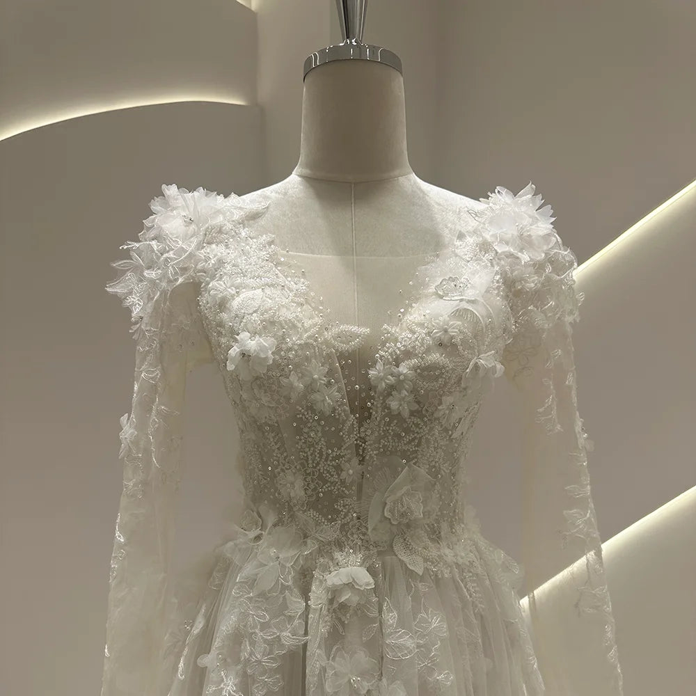 Beautiful Beading Zipper Wedding Gown