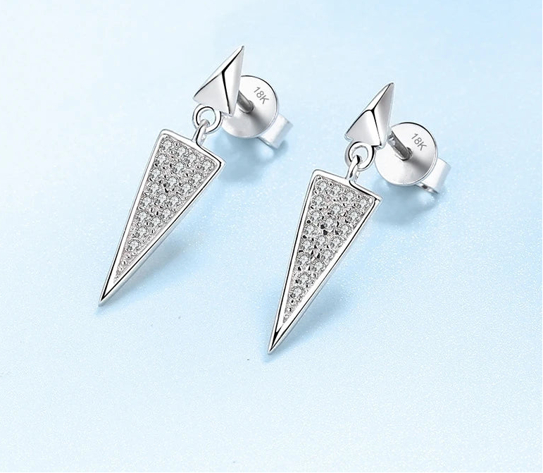 Regal Triangle Shaped Moissanite Earrings
