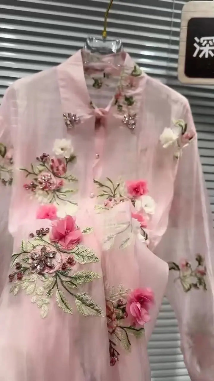 Diamonds Flowers Embroidered Blouse