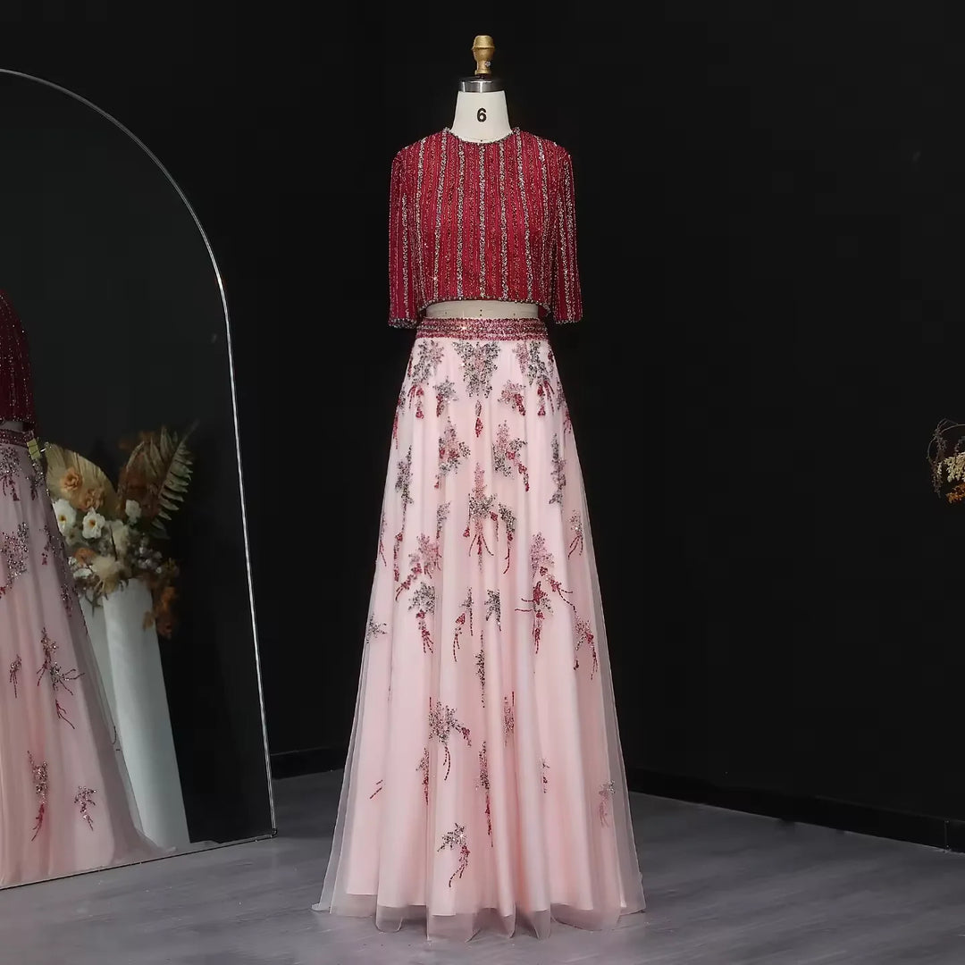 Luxurious A-Line Beaded Evening Party Gown