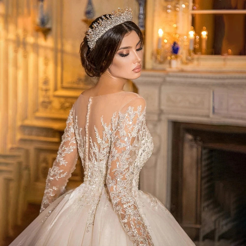 Royal Appliqué Lace Arabic Bridal Gown