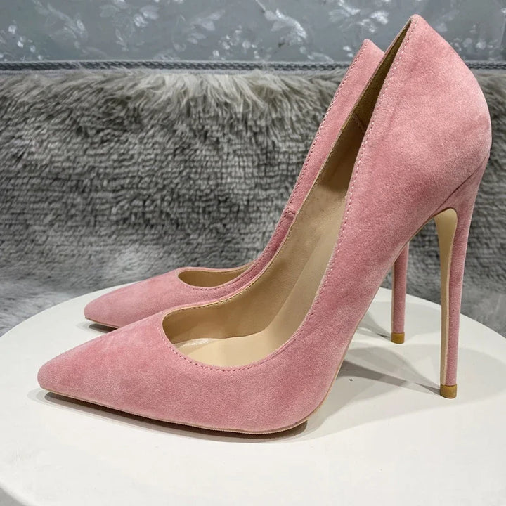 Trendy Suede Flock Stiletto Heels