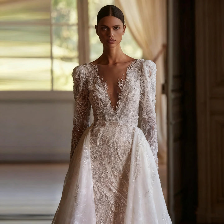 Alluring Vest Lace Embroidered Wedding Dress