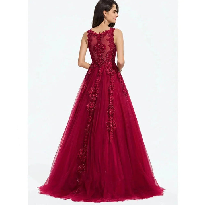 Elegant A-Line Formal Beading Gown