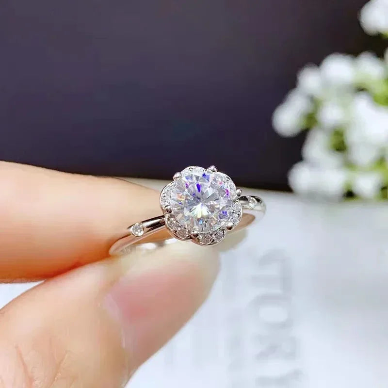 Elegant Flower Bud Moissanite Ring