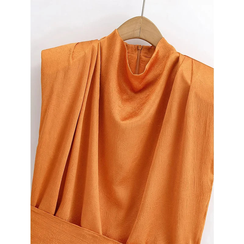 Fashionable Crossover Tie-Hem Blouse