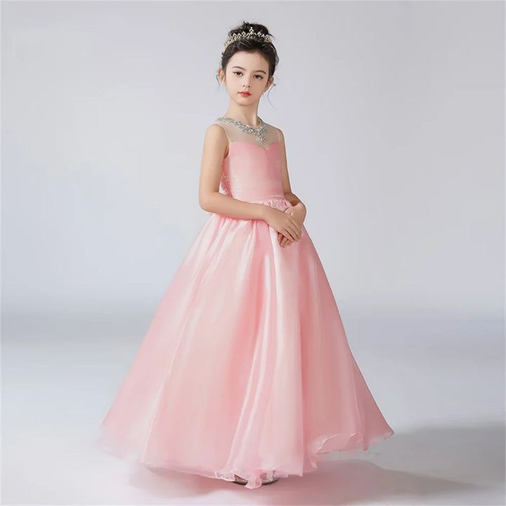 Organza Pleats Rhinestone Dress