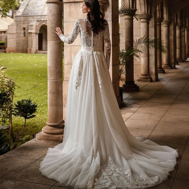Exquisite High Collar Modest Wedding Dress