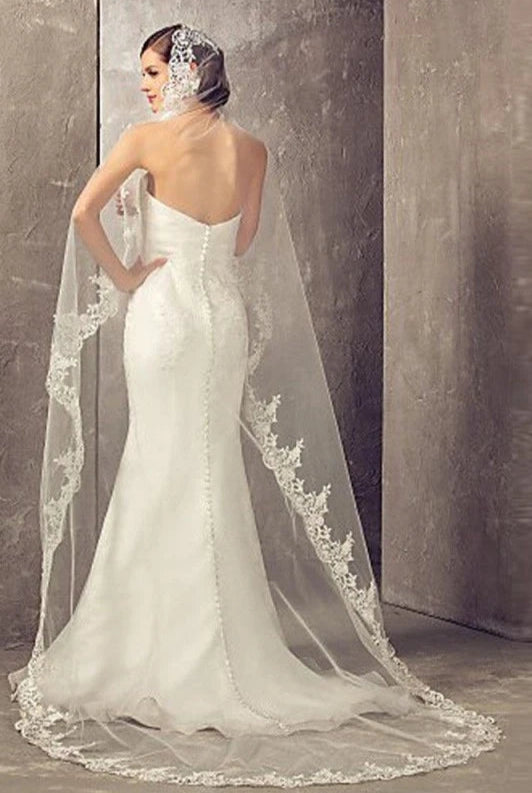 Luxurious Cathedral Lace Edge Wedding Veil