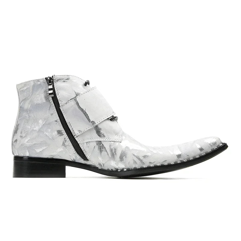 Fashionable Double Buckle Printed Boots