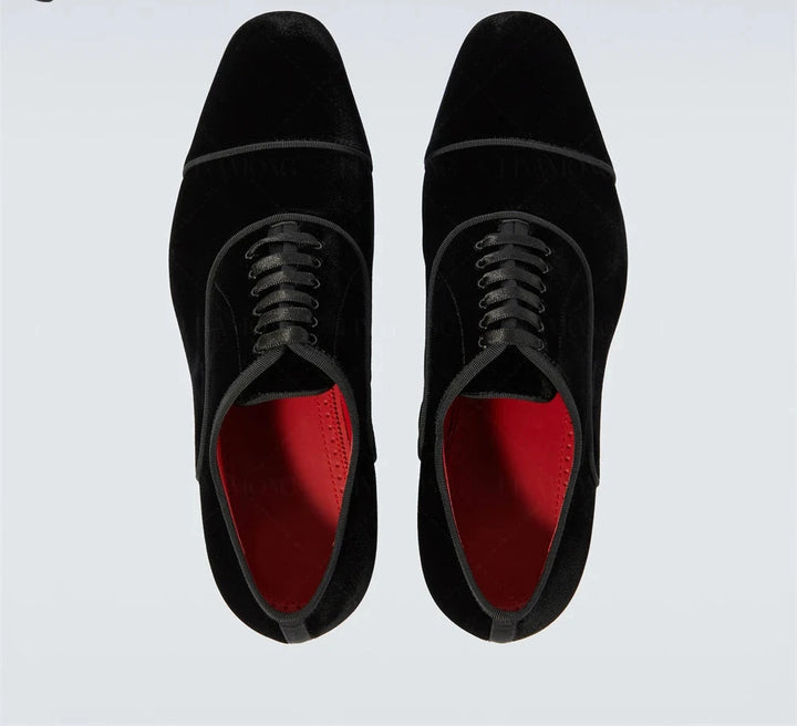 Fancy Black Suede Oxford Shoes
