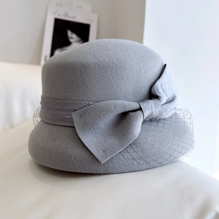Cute Bow Accent Wool Hat