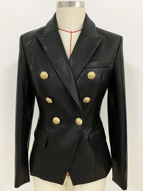 Stylish Lion Metal Buttons Blazer Jacket