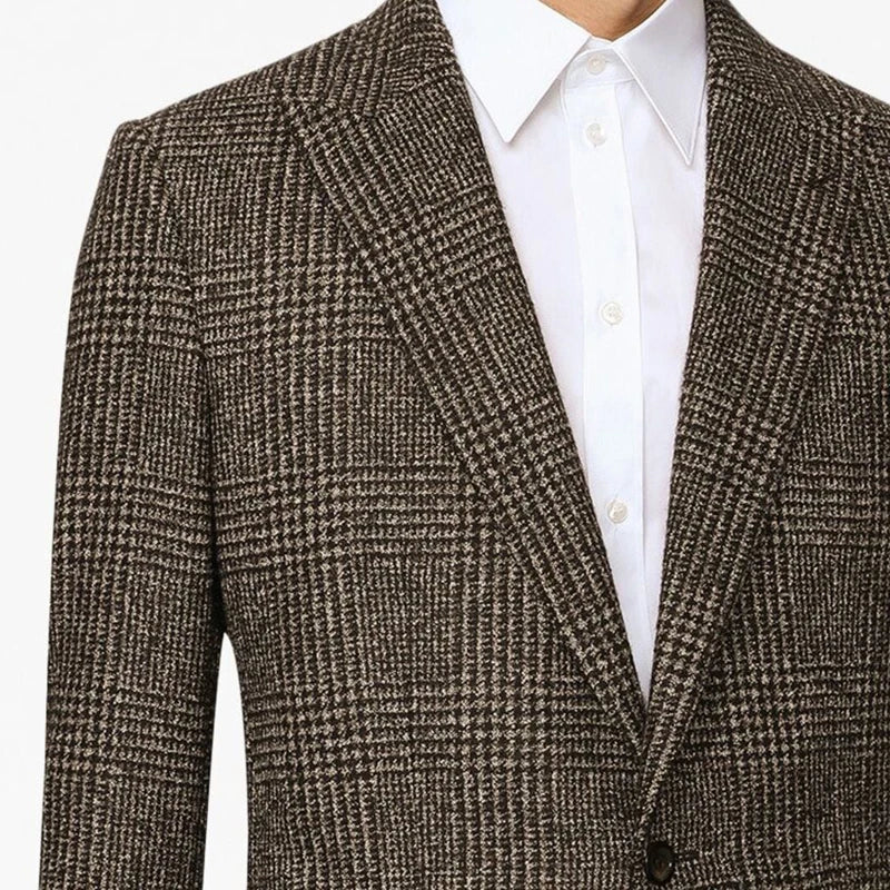 British Style Plaid Wool Coat