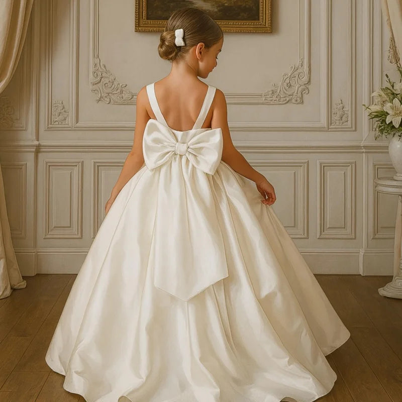 Classic Bow Strap Little Bridesmaid Ball Gown
