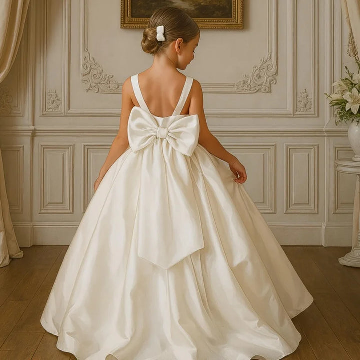 Classic Bow Strap Little Bridesmaid Ball Gown