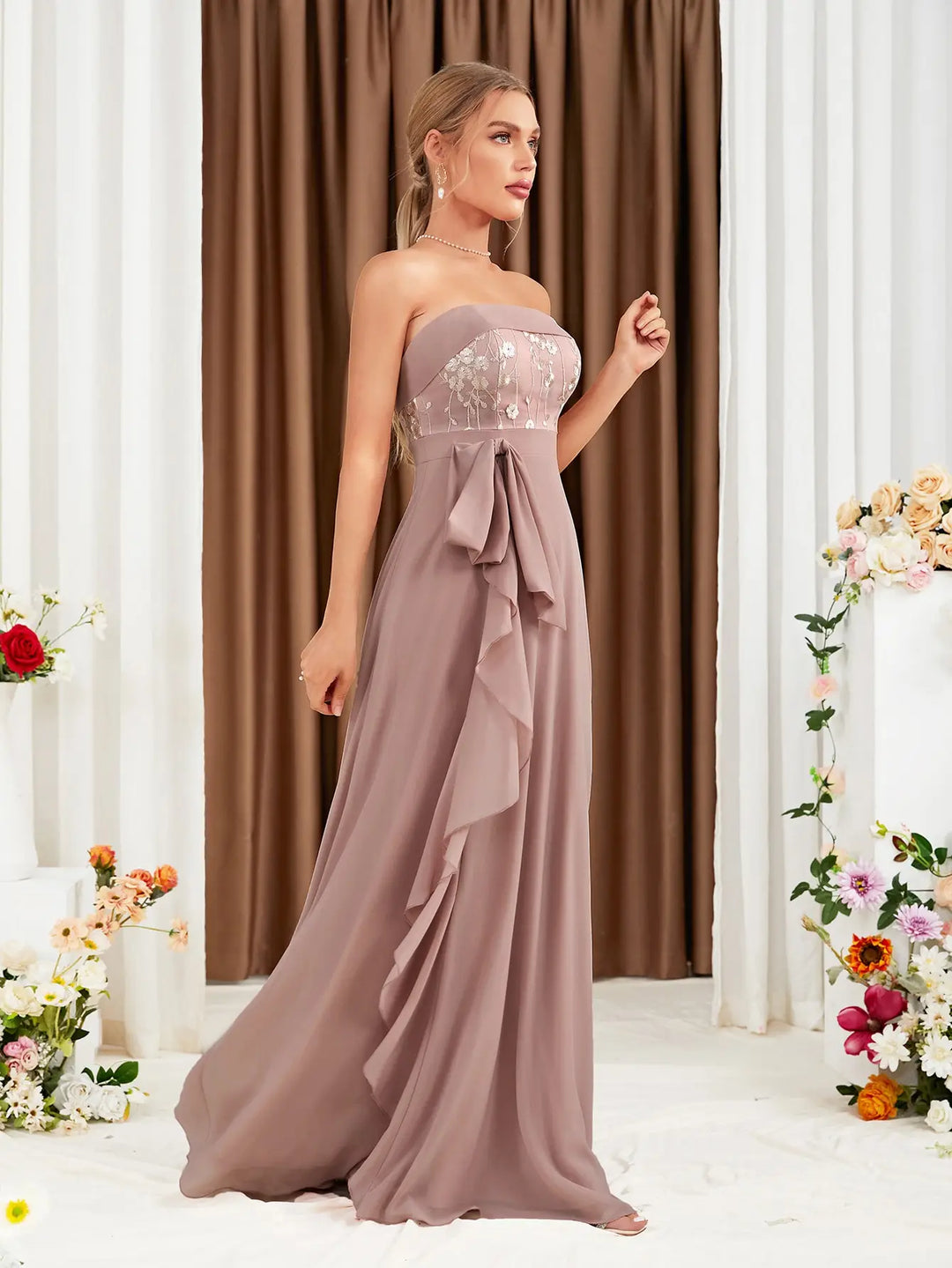 Elegant Wrapped Chest Formal Gown