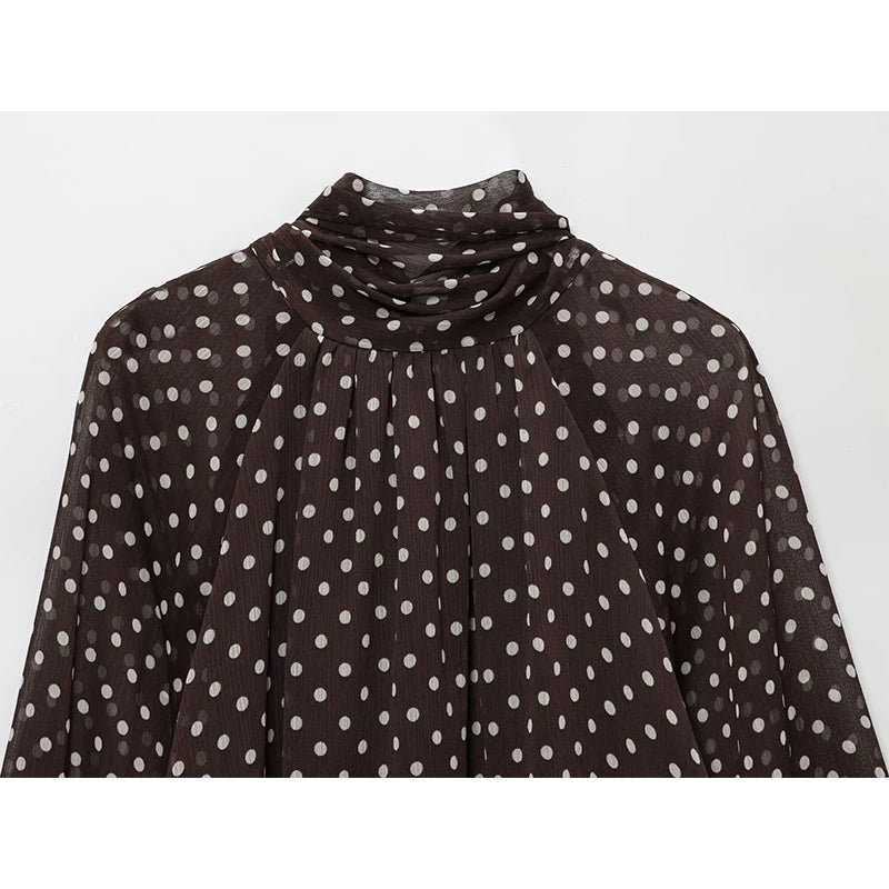 Stunning Polka Dots Chiffon Blouse