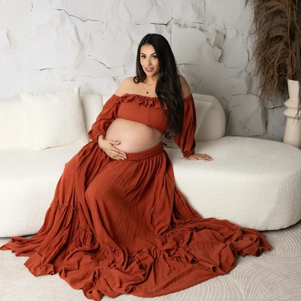 Refined 2PCs Maternity Dress