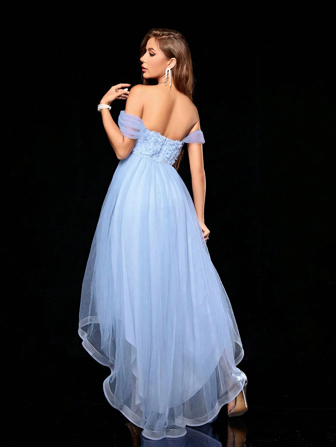 Graceful Double-layer Mesh Swing Dress