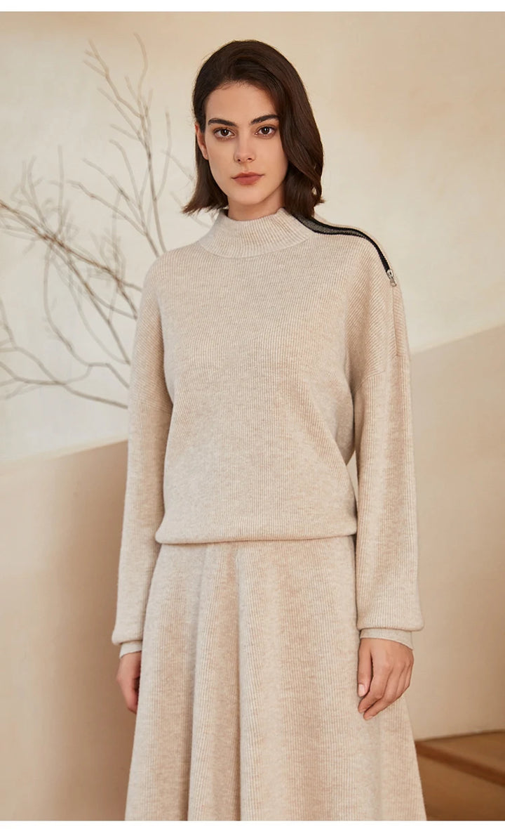 Half High Collar Wool Knit Sweater