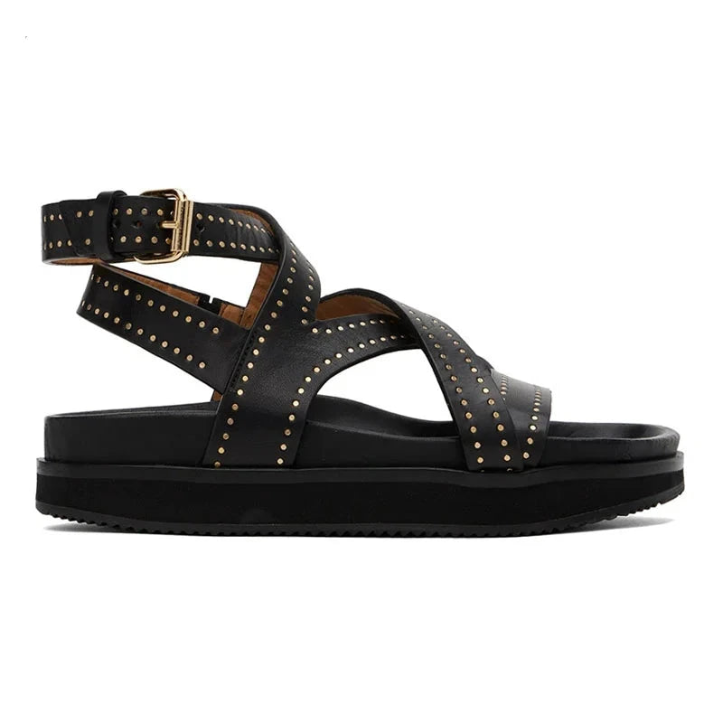 Classic Buckle Strap Leather Sandals