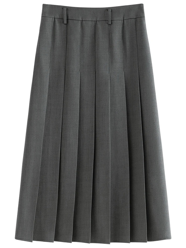 Zipper Waist Pleated Long Skirt