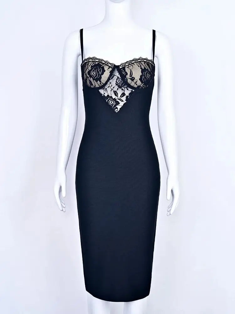 Trendy Lace Bandage Evening Dress