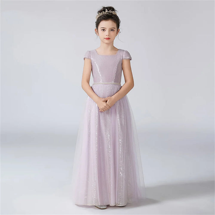 Cap Sleeves Shiny Sequin Princess Dress