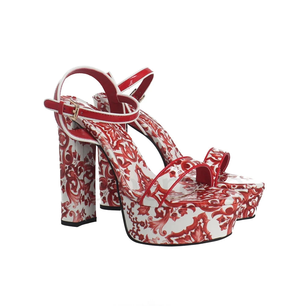 Floral Print Platform Sandals