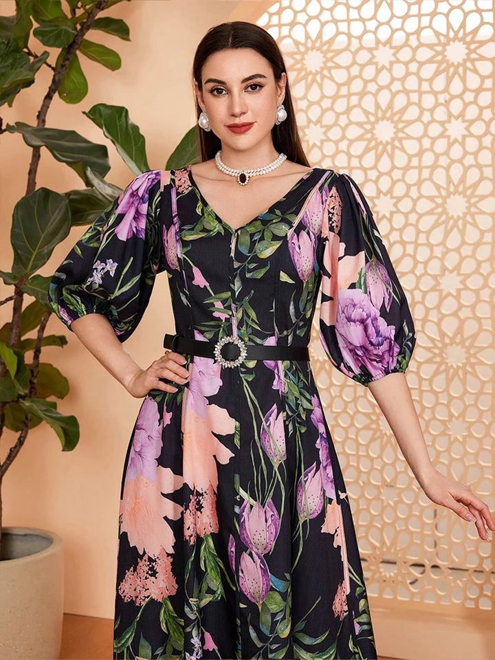 Graceful Boho Printed Long Evening Dress