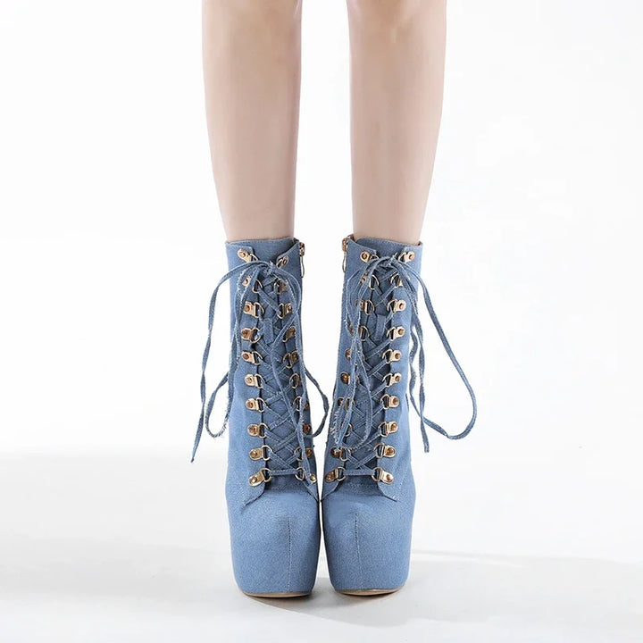 Blue Denim Stiletto Shoes