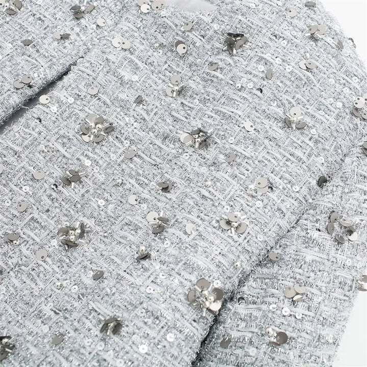 Fancy Beaded Detailing Casual Coat