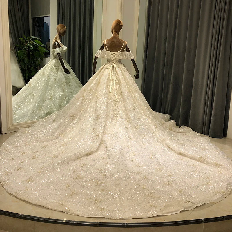 Embroidered Royal Train Wedding Dress