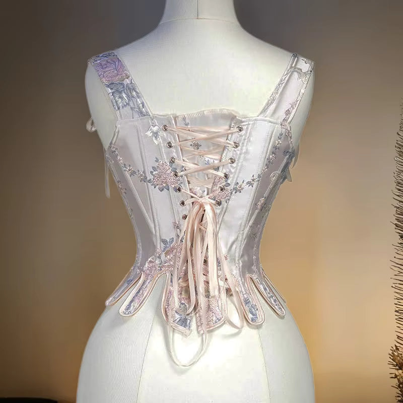 Satin Floral Lace Corset