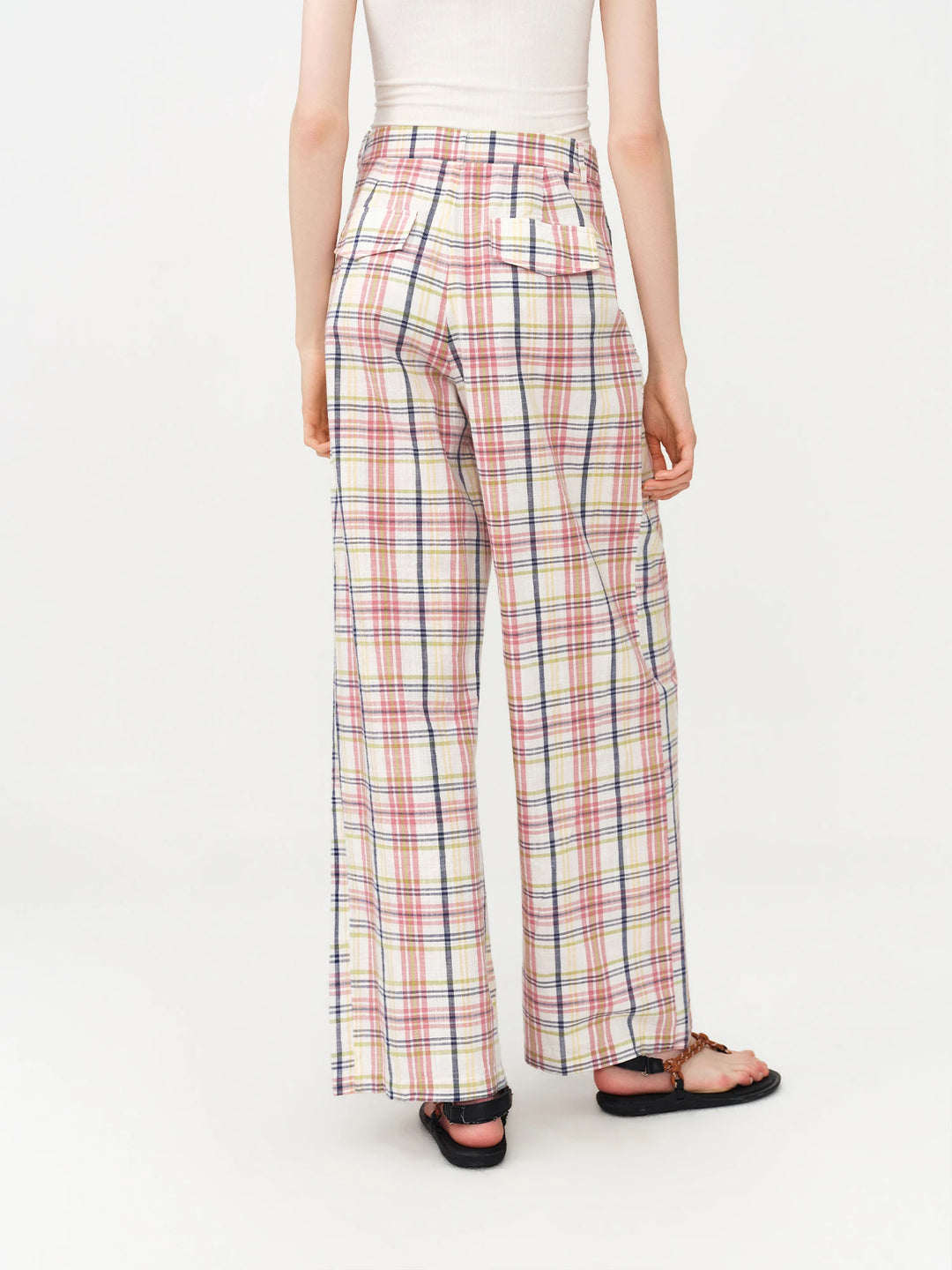 Retro Color-blocked High Waist Pants