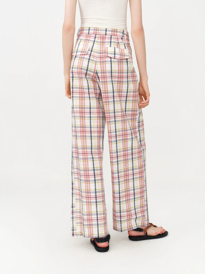Retro Color-blocked High Waist Pants