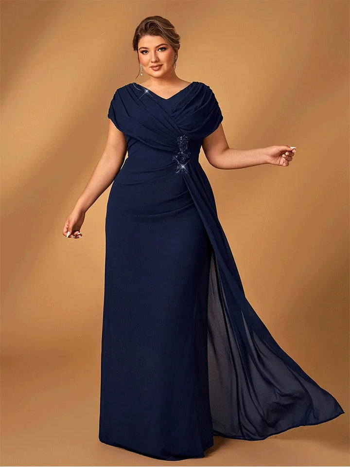 Shiny Chiffon Plus Size Women's Evening Gown