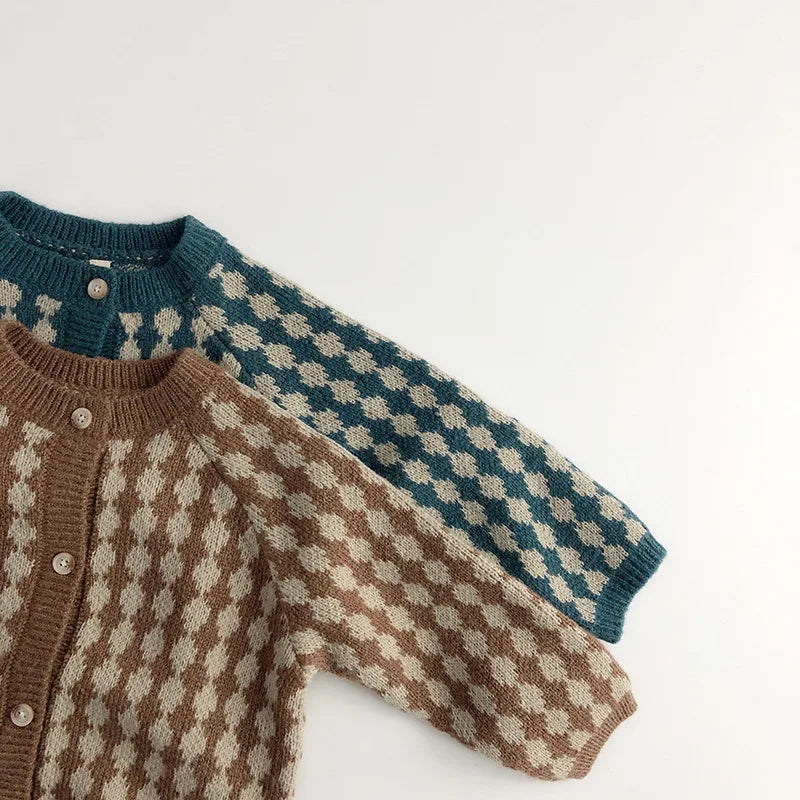 Trendy Plaid Kids Cardigan Sweater